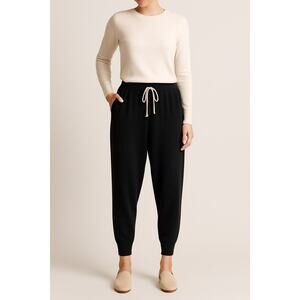 Vince Cashmere Knit Joggers Black Cropped Slouch Lounge Pants XS